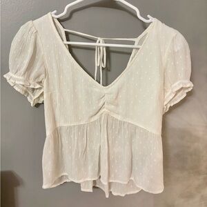 White peplum embroidered hollister top